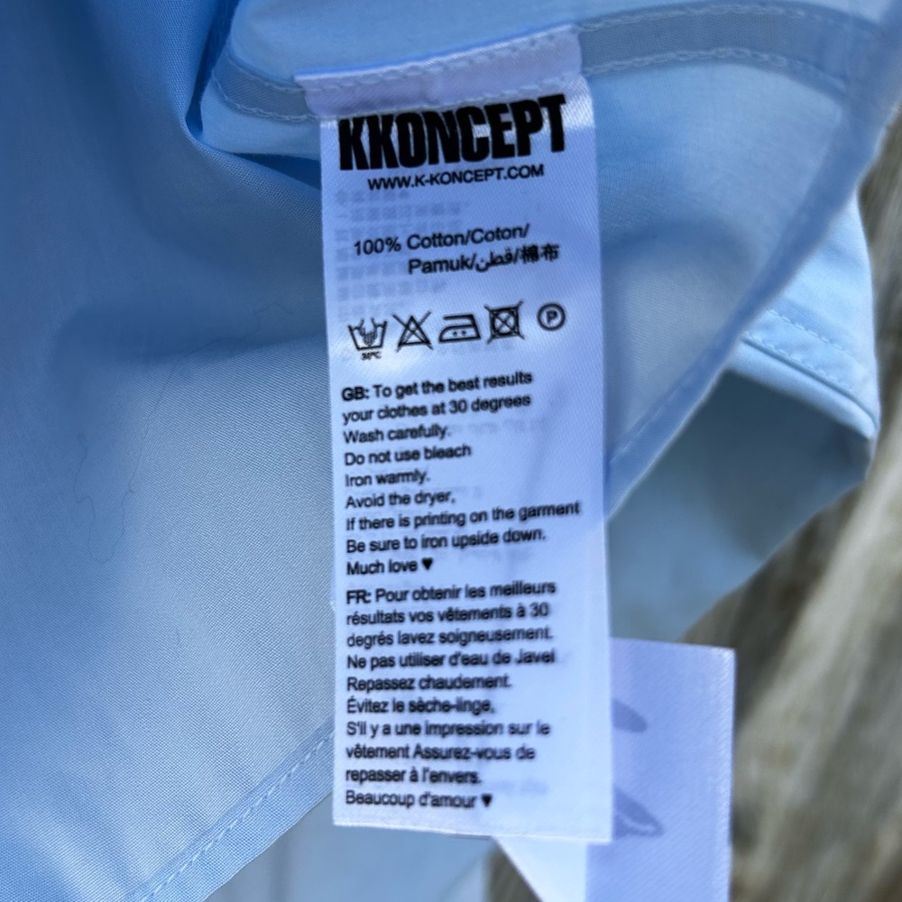NWT Kkoncept Blue Bubble Crop Shirt Cotton L - Picture 14 of 16